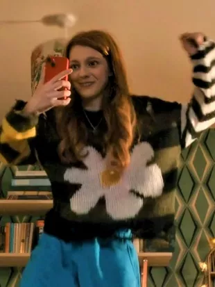 Geek Girl 2026 Emily Carey Daisy Print Colorblock Sweater
