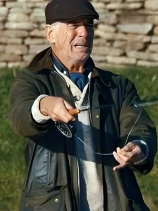 Pierce Brosnan Mobland S02 Brown Leather Jacket