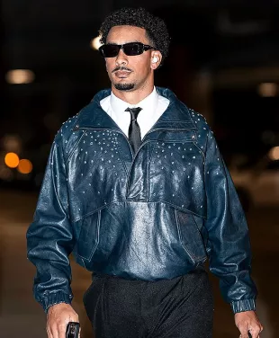 Jordan Love Blue Leather Jacket