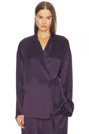 Finley Silk Top in Dark Plum