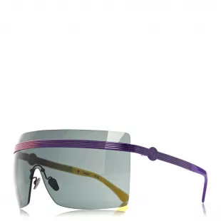 Metal Graphic Lines Shield Sunglasses