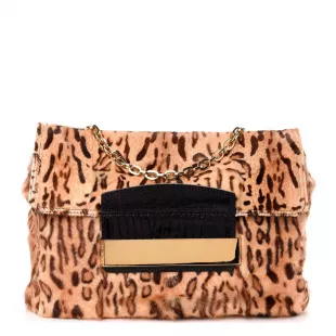 Pony Fur Wildcat Print Carolina Clutch Bag