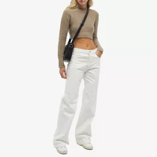 Kaya Cropped Knitted Jumper in Sand