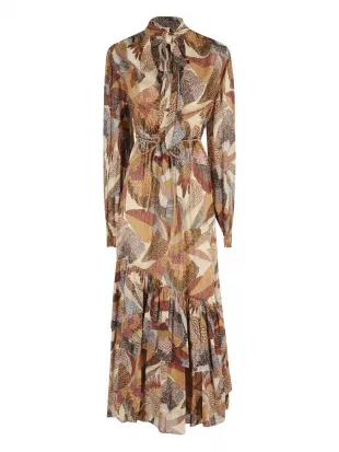 Macaws-print Ruffled Maxi Dress