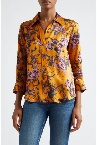 Dani Floral Silk Charmeuse Blouse