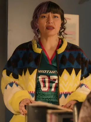North Of North S02 Zorga Qaunaq Sherpa Fleece Geometric Print Jacket