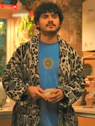 Extraordinary S01 Bilal Hasna Brown Leopard Print Bathrobe