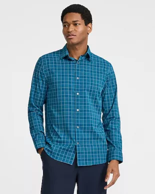 Slim Grid Plaid Wrinkle-Resistant Everyday Performance Dress Shirt