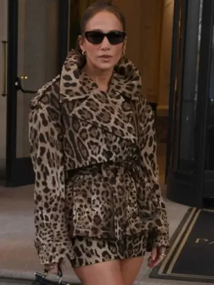 Jennifer Lopez Milan Fashion Week Brown Leopard Print Coat