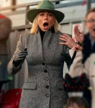 Hannah Waddingham Ted Lasso S04 Grey Herringbone Coat