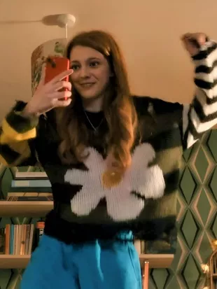 Geek Girl S01 2026 Emily Carey Daisy Print Colorblock Sweater