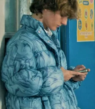 Geek Girl S01 Student Slate Print Puffer Jacket