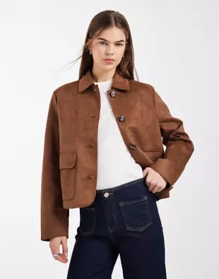 Soft Stretch Faux Suede Short Jacket