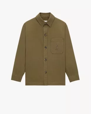 Logo-Embroidered Cotton and Linen-Blend Gabardine Overshirt