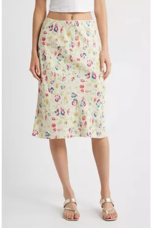 Elowette Floral Silk Blend Skirt