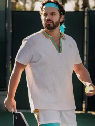 The Dink 2026 Jake Johnson White Crochet Polo Shirt