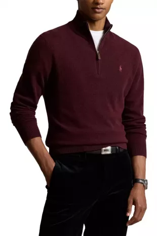 Regular Fit Wool Quarter Zip Sweater