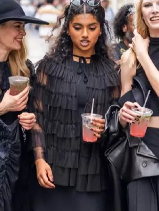 American Horror Story S13 Avantika Vandanapu Ruffle Cape
