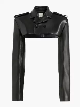 Alex Consani American Horror Story 2026 Trench Crop Black Jacket