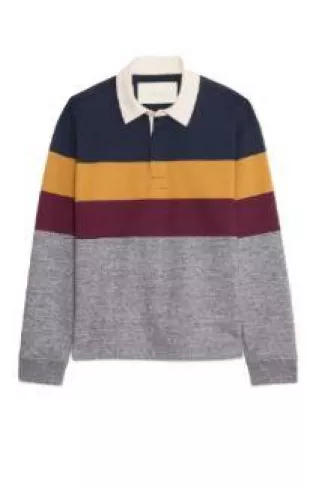 Tri-Stripe Brushed Rugby Shirt