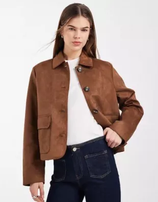 Soft Stretch Faux Suede Short Jacket