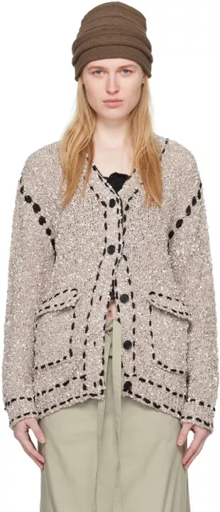 Taupe Contrast Cardigan