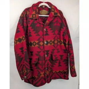 Woolrich Mens Aztec Chore Jacket Size L Red Southwestern Ranch