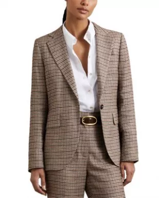 River Check Single-Breasted Blazer