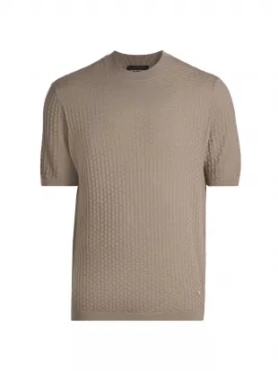 Tonal Honeycomb Wool Crewneck Sweater