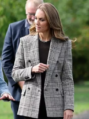 Kate Middleton The Forward Trust Grey Plaid Blazer
