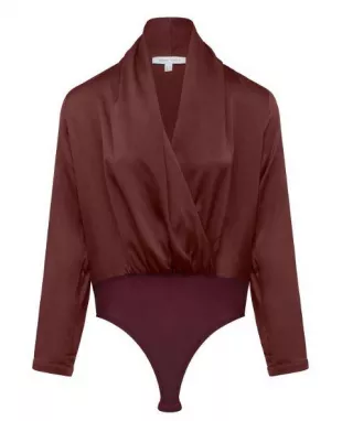 Urban Touch Satin Wrap Front Bodysuit