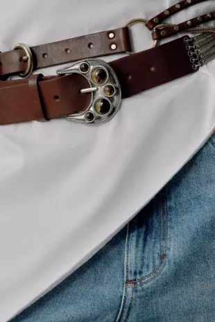 100% Leather Belt with Stones