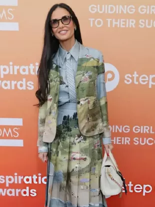 Demi Moore Los Angeles 2026 Printed Suit