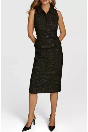 Tweed Top & Midi Skirt Set