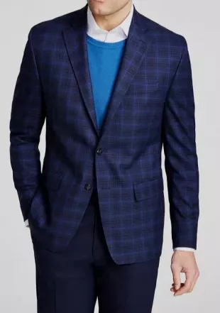 Blue Plaid Suit Jacket