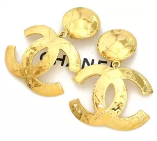 Large Huge CC Logos Dangle Earrings
