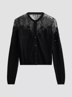 Ted Lasso S04 Hannah Waddingham Black Mesh Cardigan