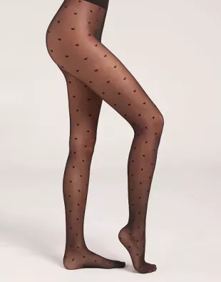 Little Hearts 30 Denier Sheer Tights in Black