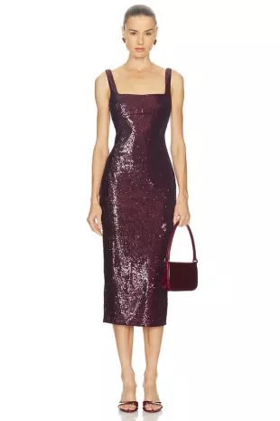 Veda Midi Dress in Oxblood