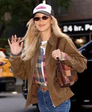 NYC Bella Hadid Brown Suede Jacket