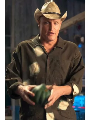 Brothers 2026 Woody Harrelson Brown Lunar Print Shirt