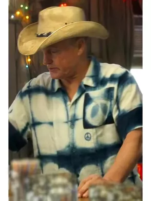 Woody Harrelson Brothers 2026 Blue Tie-Dye Print Shirt