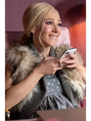 Ted Lasso S4 Juno Temple Faux Fur Knit Shrug