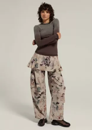 Cotton Twill Lawn Skirt Cargo Pant
