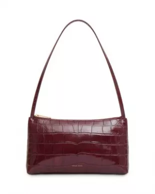 Gaia Croc-Embossed Leather Shoulder Bag
