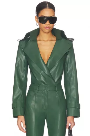 Double Breasted Leather Bodysuit