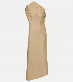 Coast One-Shoulder Lamé Midi Dress
