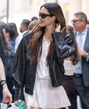 Milan Fashion Week Amelia Gray Leather Jacket