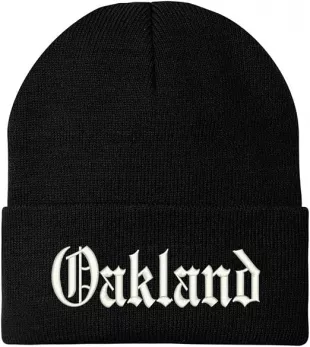 Shop Store Old English Font Oakland City Embroidered Winter Long Cuff Beanie