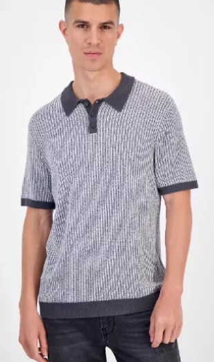 Men's Isaac Short Sleeve Textured Polo Sweater